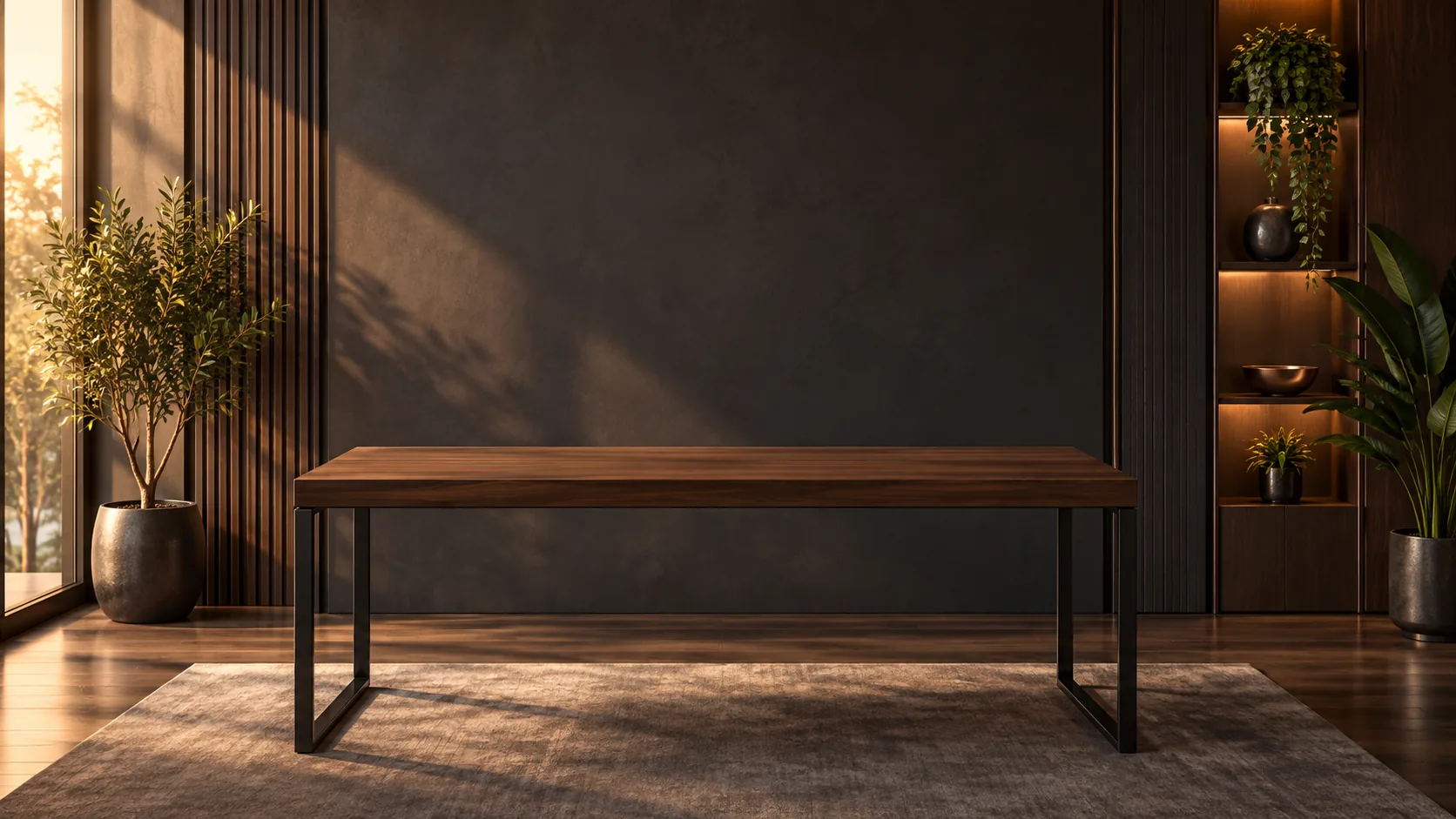 A modern desk with trading screens in a warm, quiet office.