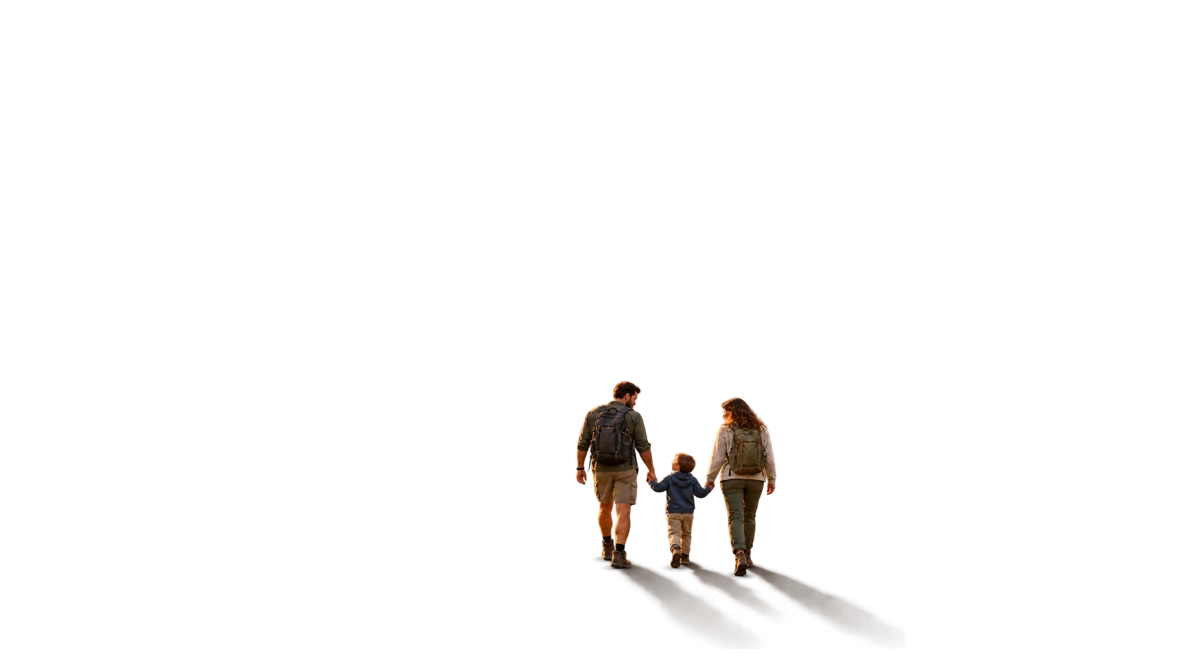 Illustrative image of a father, mother, and child enjoying the mountain meadow together.